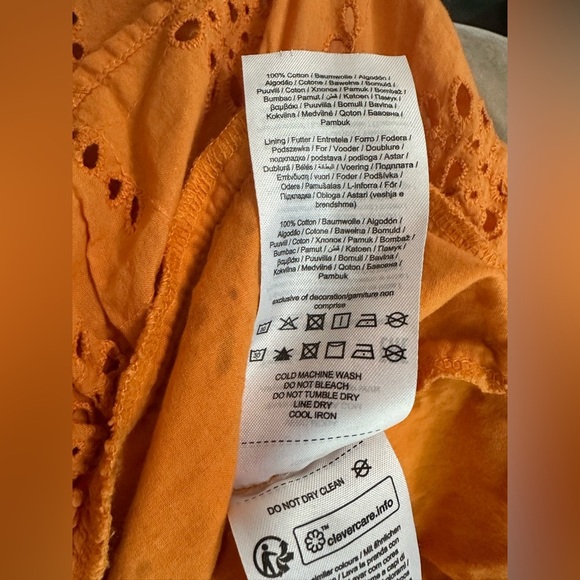 Vero Moda Orange Eyelet Puff Sleeve Peplum Blouse Size L - Picture 7 of 7